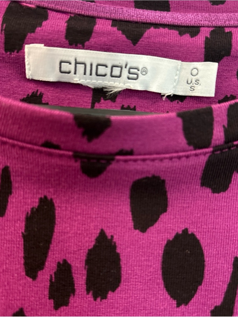Chico's Purple Pink Animal-Print Long Sleeve Top - Picture 3 of 5